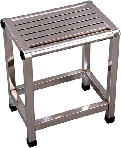 Douchekruk RVS - Badkamer Zitje - Dagelijkse Ondersteuning - Antislip Poten - 34x25x41cm - Zilverkleurig