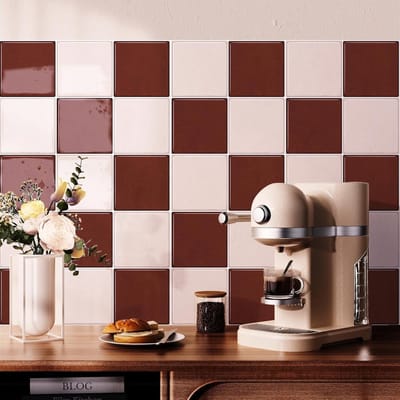 Dailygoody - Caramel Bruin Schaakbord Tegel Stickers - Zelfklevend - Voor Keuken en Badkamer - Makkelijk aan te brengen - Decoratieve muurstickers - V