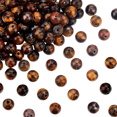 Famanu - Tijgeroog kralen naturel 6–6,5 mm 126 stuks – Ronde edelsteen kralen – Voor armbanden en kettingen