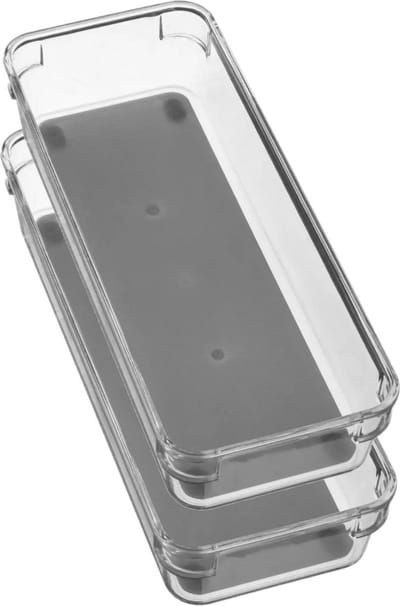 5Five Keuken lade organizer bakje - Set van 2x stuks - 1-vaks - Tidy Smart serie - kunststof - 9 x 23 x 4,5 cm