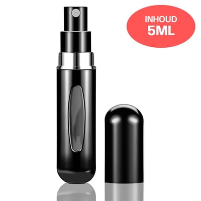 BukkitBow - Parfum Verstuiver - Mini Parfum Flesje – Navulbaar 5 ml Parfumflesje – Compact Reisflesje - Zwart