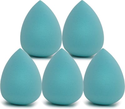 Intirilife Set van 5 Make Up Spons Ei Make-up Spons in Lichtblauw - Zachte Beauty Blender voor Foundation en Concealer Cosmetische Make-up Spons voor Crème en Liquid Foundation Powder