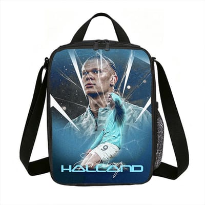 Leer, Reis Geïsoleerde Lunchtassen Haaland Thermische Tas Voetbalster Lunchcontainer Lekvrije Tote Lunchbox Voedselopbergzakken