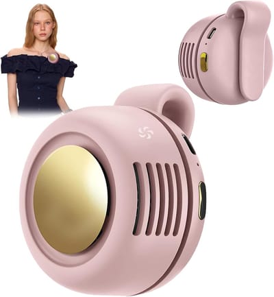 Draagbare clipventilator, mini-ventilator met USB-oplaadfunctie, 360° draaibaar, stille mini-ventilator zonder bladen met 3 snelheden