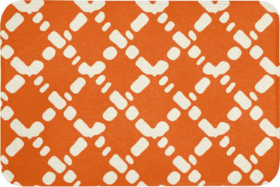 Badmat 90x60 cm - Antislip - Oranje - Ruitpatroon - Wit - Badmatten voor badkamer - Badkamermat - Douchemat - Badkamer mat