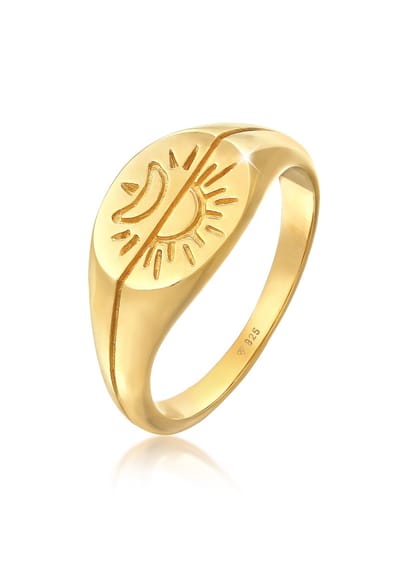 Elli - Ring - Dames zegelring Zon Maan Astro Boho Trend Blogger in 925 Sterling Zilver - Dames