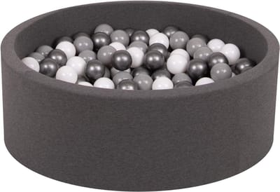 DVDSS® Speelset kinderen - Schuim ballenbak - 90X30cm - 200 Ballen - Grijs/Zilver