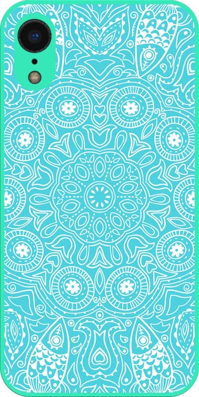 Smartphonica Telefoonhoesje Geschikt voor iPhone XR met turqoise mandala opdruk - TPU case turqoise mandala design - turqoise geschikt voor Apple iPhone XR