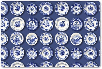 Placemats 45x30 cm - Placemat kunststof - 1 stuk - Borden - Floraal - Blauw - Borden onderleggers - Decoratie voor op tafel - Keuken tafeldecoratie accessoires - Vinyl onderlegger - Tafelversiering