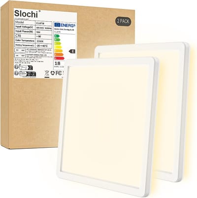 Ultradunne Vierkante Led-Plafondlamp - 2 Stuks, 18 W, 3000 K Warmwit - Ideaal voor Keuken, Badkamer, Woonkamer