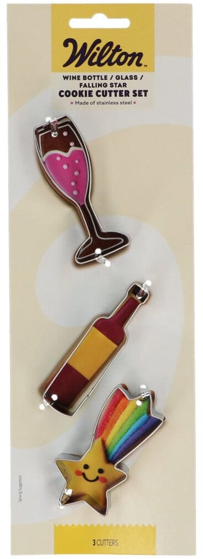 Wilton Koekjes Uitsteker - Wijnfles, Glas, Vallende Ster - Set/3