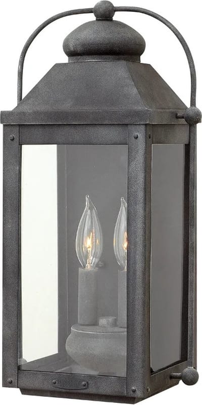 Hinkley LED Wand Buitenlamp Anchorage | 2X E14 Max 60W | IP44 | Dimbaar | Aged Zinc