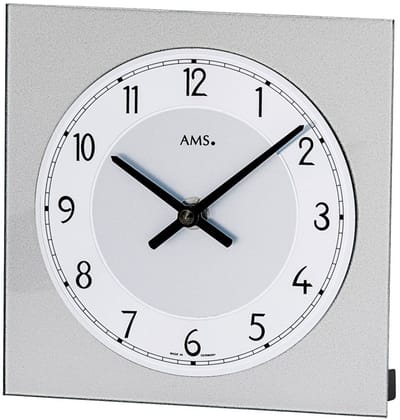 AMS Kwarts Tafelklok T1248 - Mineraalglas zilver gelakt • Aluminium wijzerplaat
