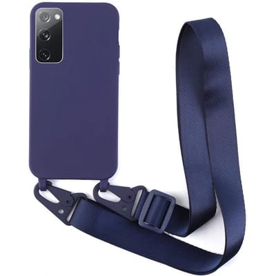 Cordon Cordon de Lanière pour Collier Bandoulière Étui pour Samsung S24 Ultra S23 FE S22 S10 S9 S8 Plus Note20 Ultra Coque Arrière Souple en Silicone Samsung S9 bleu foncé