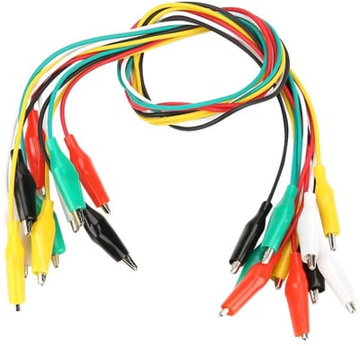 Allecto - Krokodilklemmen - Testklemmen - Sterke elasticiteit - Rood Zwart Wit Geel Groen - Dubbelzijdige klemmen - Geschikt voor testen - Klemmen ...