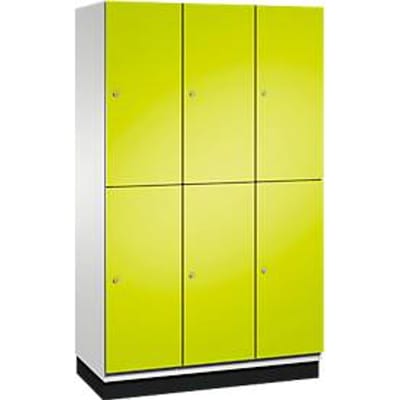 C+P Double-tier locker Cambio, 3 vakken, 6 vakken, met plint, B 1200 x D 525 x H 1980 mm, lichtgrijs/blauwgroen