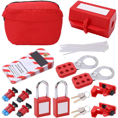 Elektrische Stroomonderbreker Lockout Tagout Kit Veiligheidshangslot Loto Tags Hasps Set voor Industrieel wit