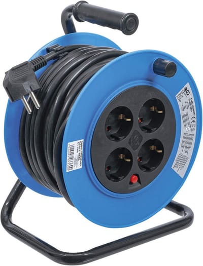 Kabelhaspel 15 meter - 4 Stopcontacten - 3000W Vermogen - IP20