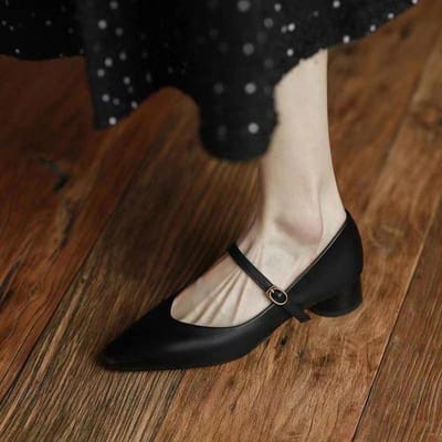 Dames Schoenen Spitse Neus Vierkante Hak Mary Jane Schoenen Scarpe Donna Con Tacco Lolita Schoenen Pumps Dames Schoenen Zapatos 34 beige