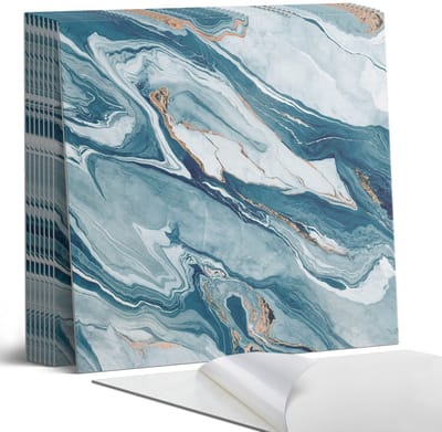 Coloray Plaktegels - Abstracte golven in beweging Portugese Tegels - 30 cm x 30 cm - Turkoois Plaktegels - 9 stuks - Vierkant PVC Tegels - Plaktegels Keuken - Zelfklevende Vloertegels - Vinyl Tegels Zelfklevend - Zelfklevende Tegels