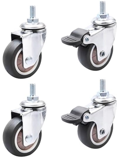 Set van 4 zware meubelwielen - rubber - 360 graden draaibaar - vloerbescherming - ShopVlot