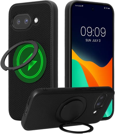 kwmobile Hoesje voor Google Pixel 9a Smartphonehoesje – Case compatibel met MagSafe – Cover met ringstandaard