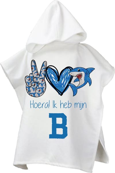Strandponcho zwemdiploma B-jongens-cadeau afzwemmen-poncho handdoek voor kinderen met capuchon-zwemponcho-badcape