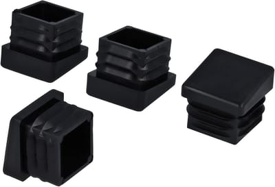 4 Stuks Vierkante Buisstop Schuine Poten Meubels Zwart 25x25 mm