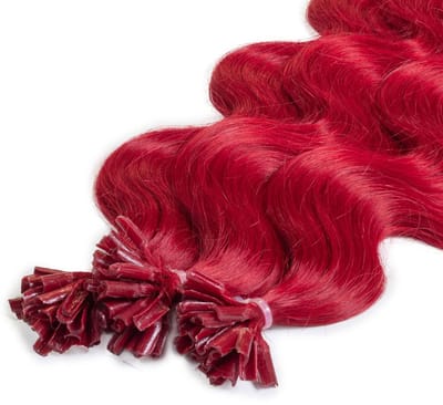 hair2heart Premium Extensions Echt Haar Bondings Gegolfd - 25 strengen 0,8 g 40 cm 0/44 intensief rood