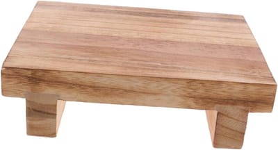 Houten Opstapje - Voetenbankje Kruk - Comfortabel Zitten - Draagbaar Compact Ontwerp - 25x18x7 cm - Lichtbruin