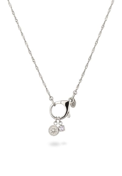 Elli PREMIUM - Halsketting - Ketting met Steen Dames Singapore Ketting Zirkonia Diamant Geslepen Wit 925 Sterling Zilver 45 cm -