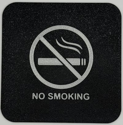 Verboden te roken 2 bordjes | No Smoking | 10 cm | Zwart Zilver | Bio plastic