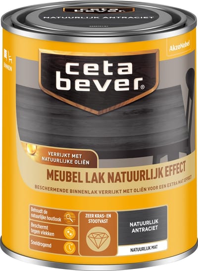 Cetabever - Meubellak Natuurlijk Effect - Natuurlijk Antraciet - 750 Ml