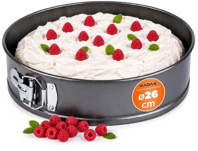 KADAX Springvorm, Stalen anti-aanbak vorm, ronde Bakvorm voor Taart, Cake, Bakplaat, Taartpan, Cake Bakvorm, Taartvorm met vlakke Bodem, stevig, zilverkleurig (Durchmesser: 26 cm)