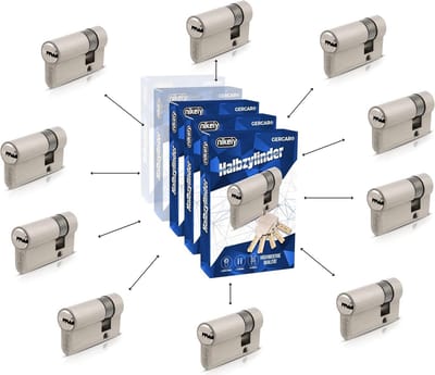 Gelijksluitende Cilinderset 10x Halve Cilinder voor Garagedeur - 10 Cilinders incl. 50 Sleutels