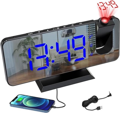 Digitale Projectiewekker met 180° Verstelbare Projectie en Groot LED Display