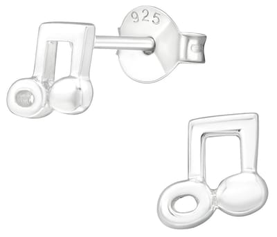 Joy|S - Zilveren muzieknoot oorbellen - 6 mm - muziek noot oorknoppen - zilver - kinderoorbellen