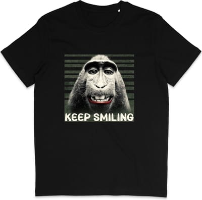 T Shirt Heren - Grappige Aap - Blijf Lachen - Zwart - Maat XS