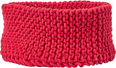 Homescapes Gebreide opbergmand, 100% katoen, rood, 37 x 21 cm