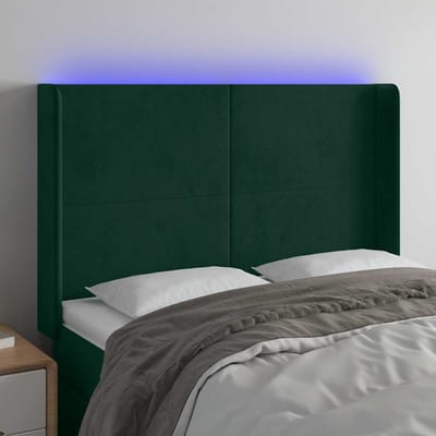vidaXL - Hoofdbord - LED - 147x16x118/128 - cm - fluweel - donkergroen