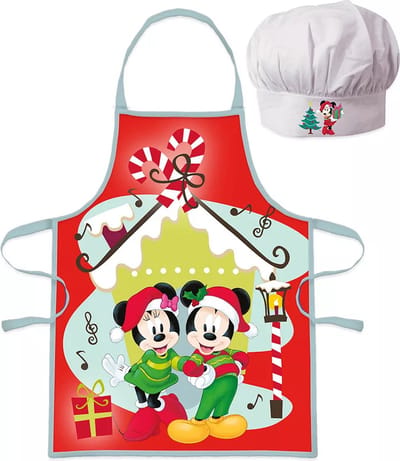 Disney Minnie Kerst Kinderschort Set 2-delig | Schort & Koksmuts | 100% Polyester | Cadeau voor Kids 3-8 jaar