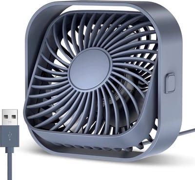 Topk Mini ventilator - Ventilator USB – Bureau Ventilator - Tafelventilator – Stille Ventilator – Bed Ventilator- Aircooler - 360º - Grijs