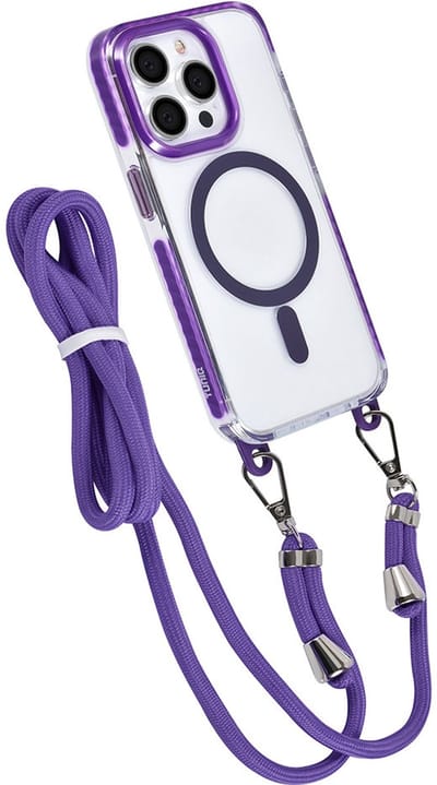 TUNIQ telefoonhoesje voor Apple iPhone 15 Pro - MagSafe backcover met koord - Paars