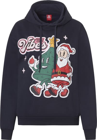 Apollo Dames Hoodie Met Kerst Print Donkerblauw - Maat S
