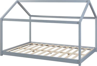 Kinderbed Cerro huisbed met bedbodem 120x200 cm grijs