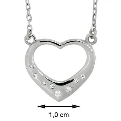 Blinx Jewels Zilveren Hanger Hartje Steentjes Zirkonia incl. Ketting