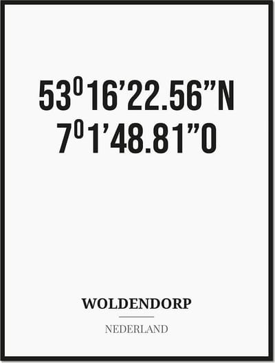 Poster/kaart WOLDENDORP met coördinaten
