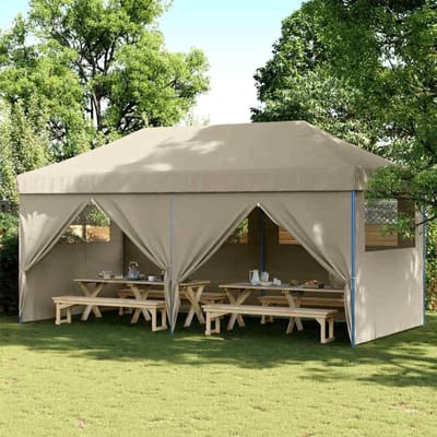 Partytent Pop-up - Tuintent Paviljoen - Feest Buiten - Waterdicht UV-bestendig - 580x292x315 cm - Taupe