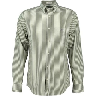 Gant Overhemd Poplin Stripe Button Down Mosgroen / male