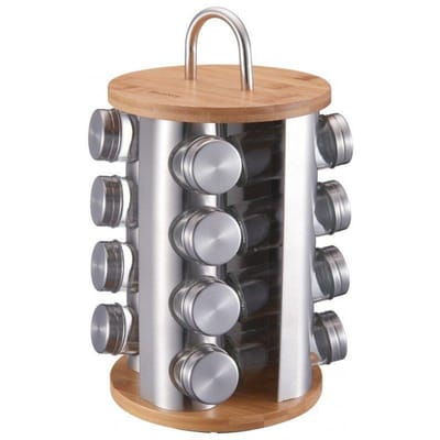 Klausberg KB-7553 - Stalen Rotatie Standaard - 16 Glazen Pottenset - Bamboe